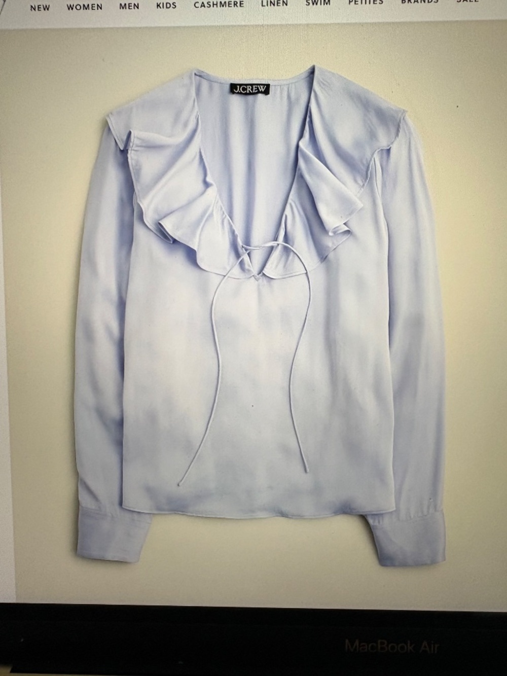 J. Crew Light Lavender Ruffle Tie-Neck Blouse